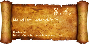 Wendler Adeodát névjegykártya